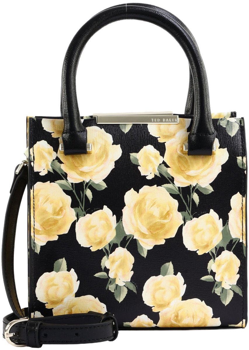Ted Baker Leren schoudertas handtas Renniia Bar Detail Small Printed Tote Bag Black zwart