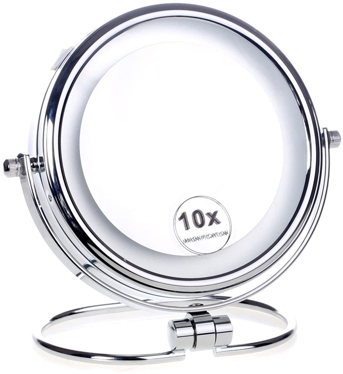 SnelShoppen - Verlichte Make-up Spiegel 5x Vergroting LED Tafelspiegel Dubbelzijdig Draagbaar Opvouwbaar Compact 7 Inch Badkamerspiegel