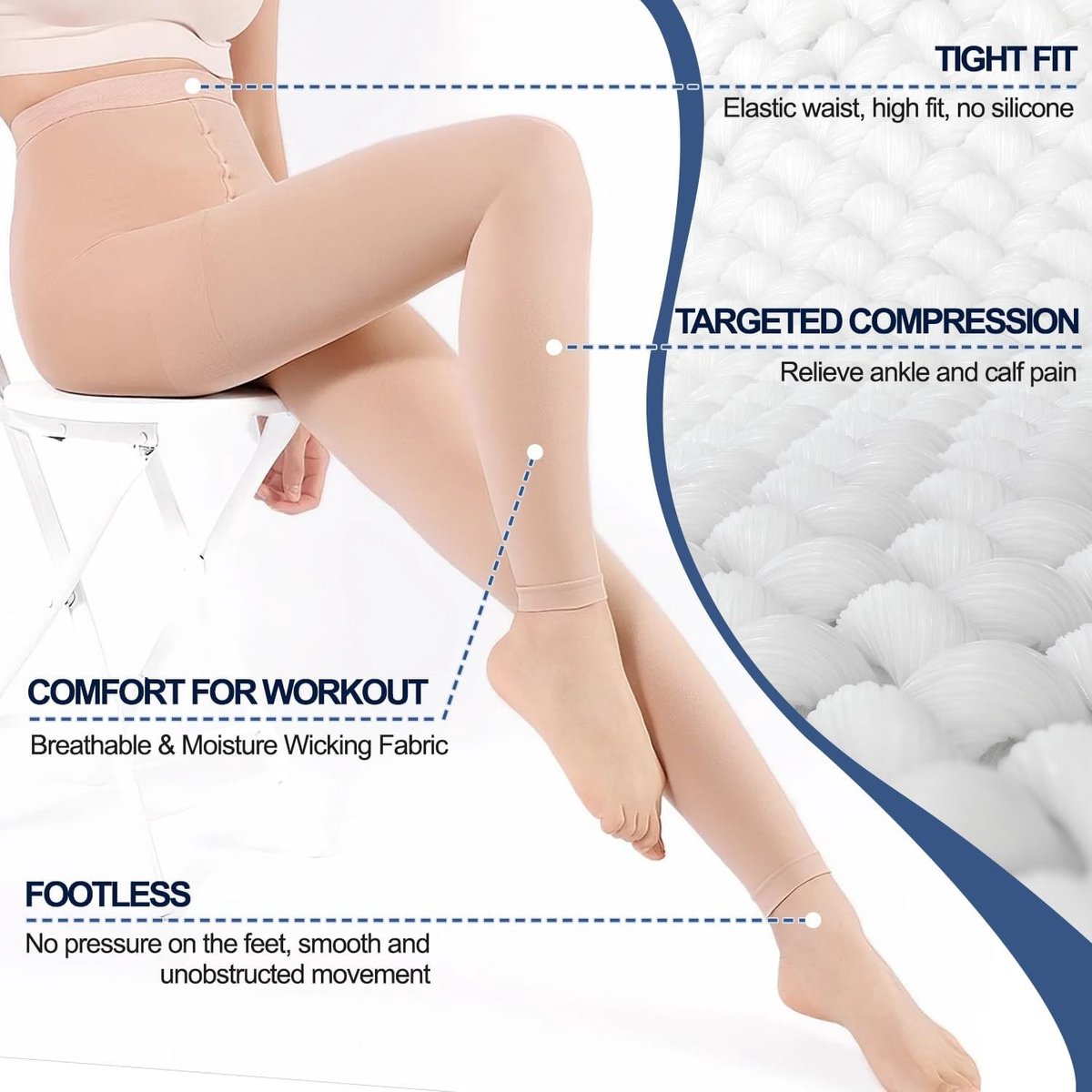Compressiekousen voor Mannen en Vrouwen, Lange 20-30 mmHg, Graduated Steun voor Spataderen en Oedeem, Toeless Ondersteunende Tights