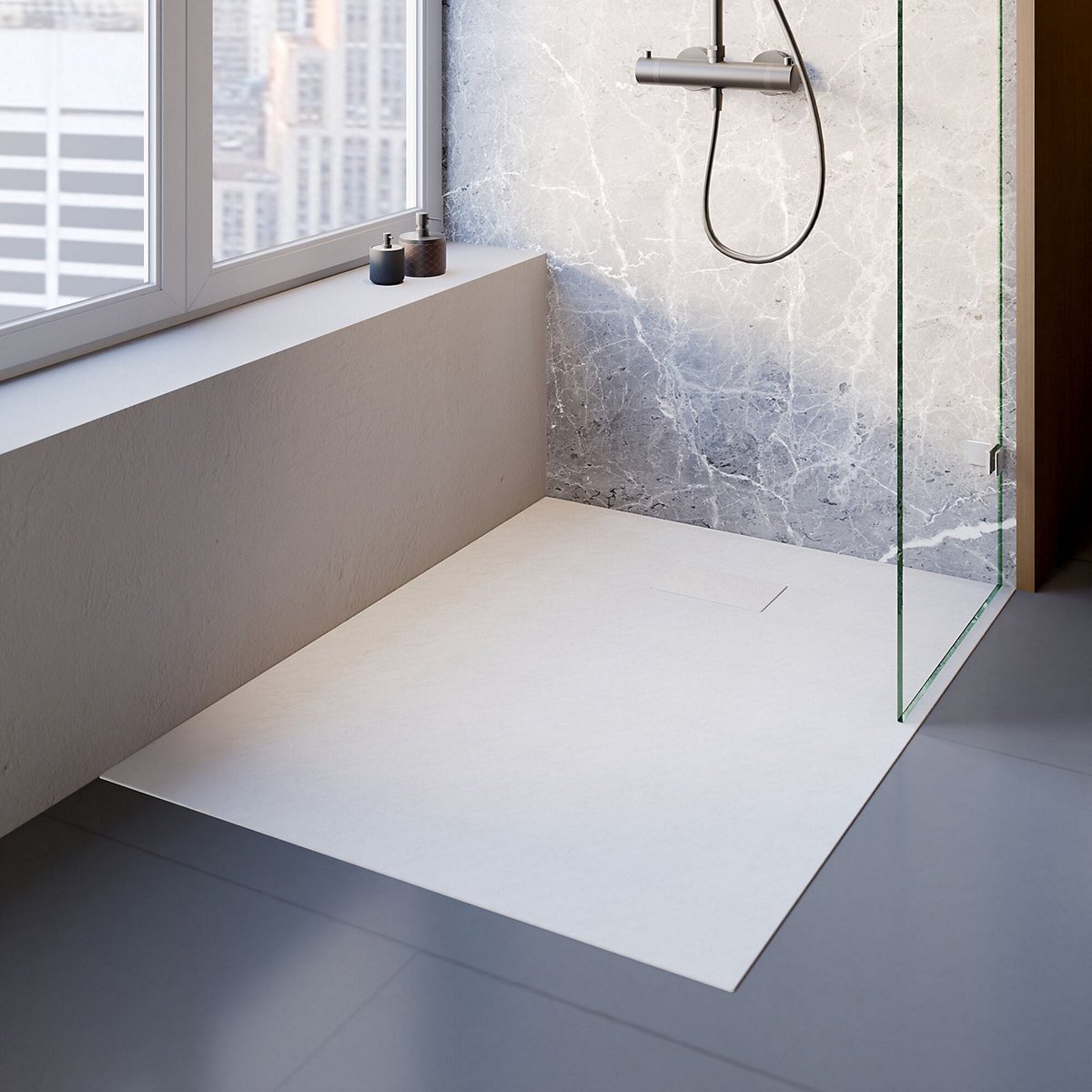 Schulte Ultra Vlakke Douchebak 160x90x 3,2cm-wit- Steeneffect- Ultralicht -antislip