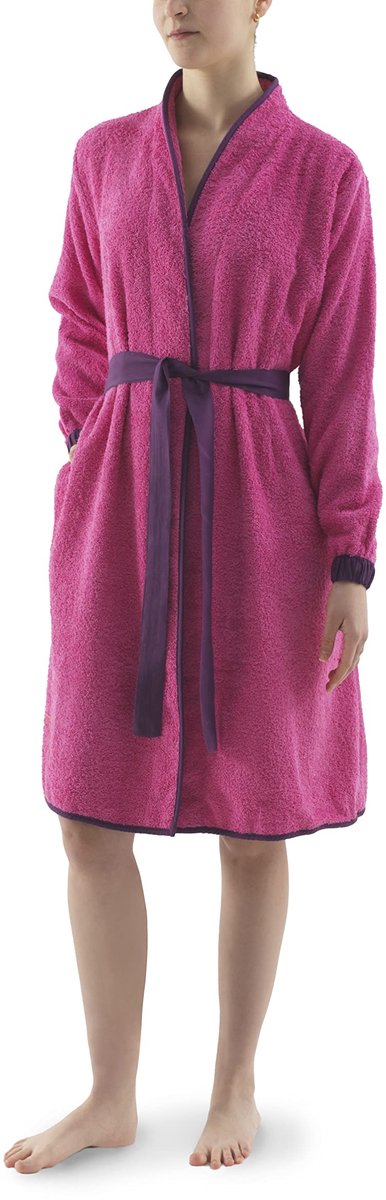 SnelShoppen - Badjas Dames Fuchsia - Top Towel Lady - Katoenen Badjas M - Luxe, Comfortabel, Perfect voor Thuis, Wellness, en Ontspanning