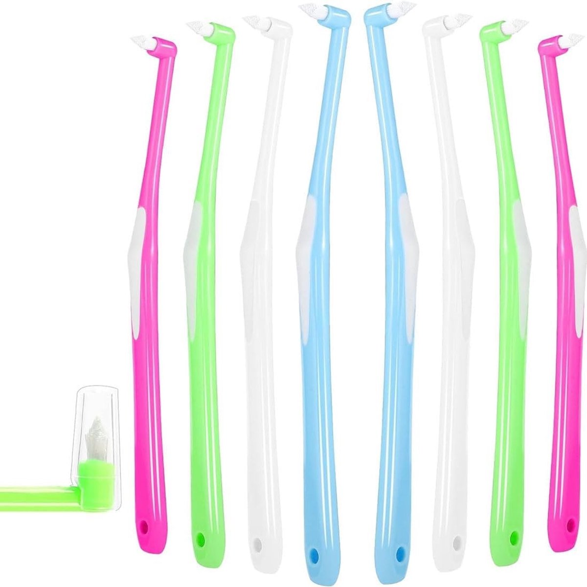 Set van 8 Interdentale Tandenborstels in Diverse Kleuren - Zachte En Smalle Borstels voor Orthodontische Beugels en Tandenreiniging