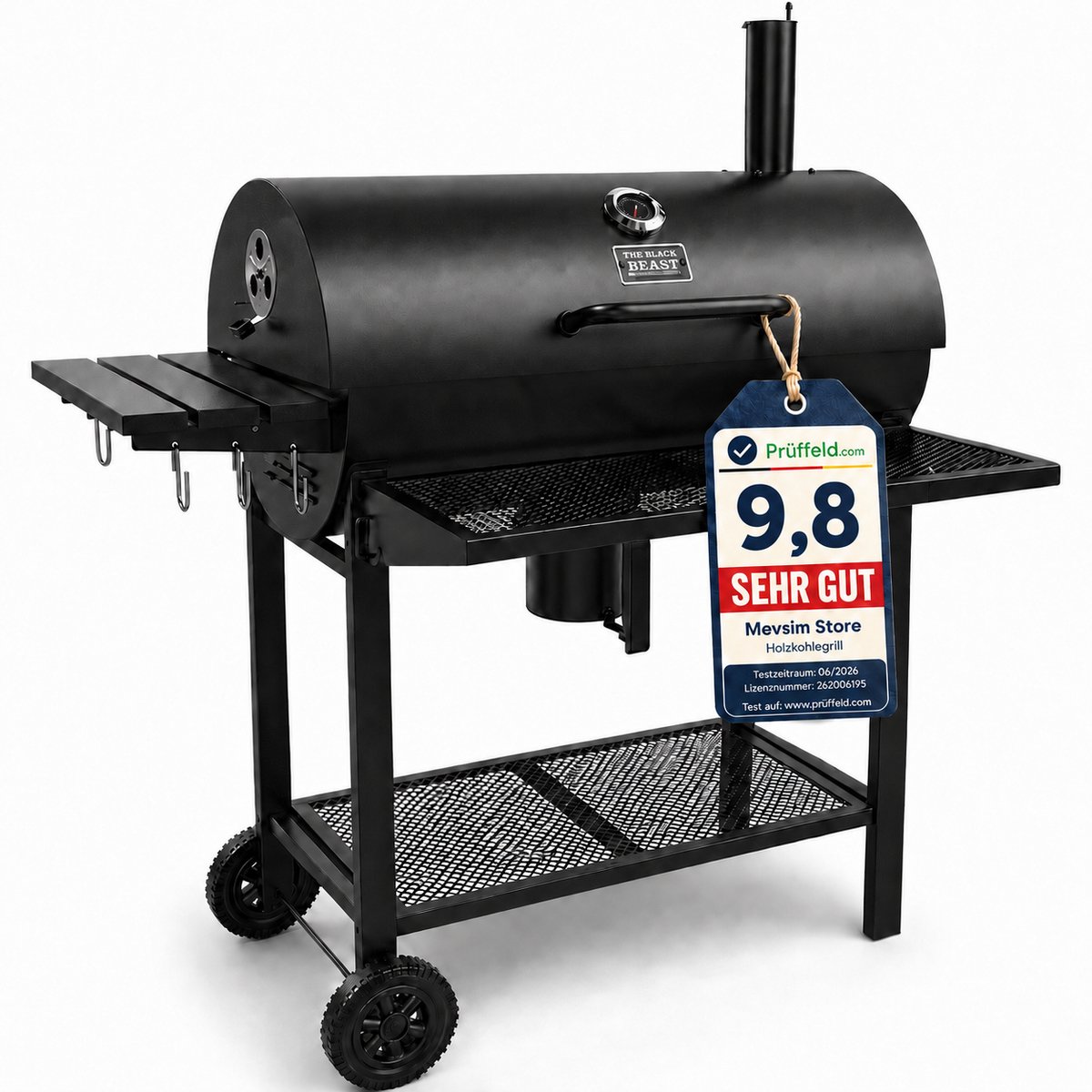 Mevsim Houtskool BBQ XL - Smoker met Wielen, 70x37cm - afbeelding 1