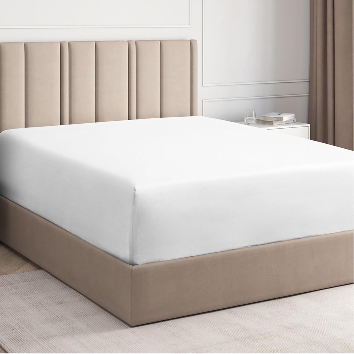 Thijox - Hoeslaken 180x200cm - 100% Luxe Katoen - 400 Draadtelling - Geschikt voor Matrassen tot 40 cm Hoog - Premium Katoen - Wit - OEKO-TEX Gecertif