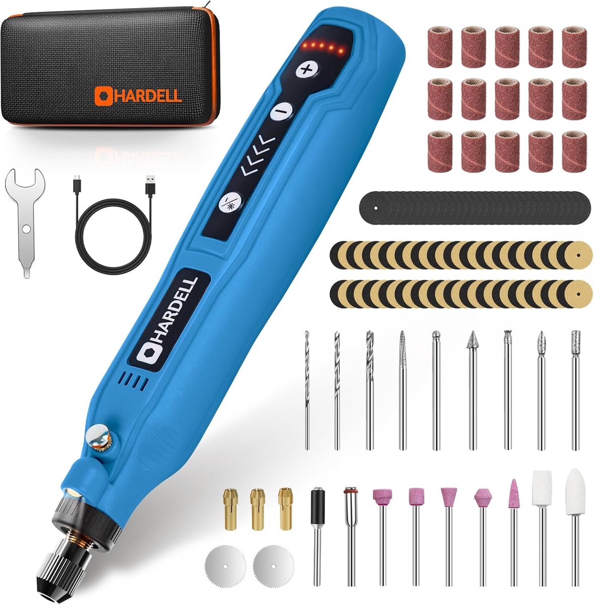 SnelShoppen - Mini Accu-Rotatiegereedschap met LED, 5 Snelheden (5000-18000 omw/min), Multifunctionele Gereedschapsset met 69 Accessoires voor Hars, H
