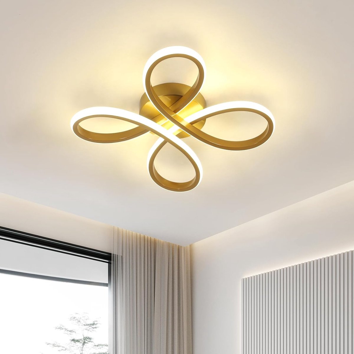 SnelShoppen - Comely LED-plafondlamp 30W, 3375 lm, 30 cm, moderne plafondverlichting, neutraal licht 4500K, goud voor woonkamer, slaapkamer, eetkamer