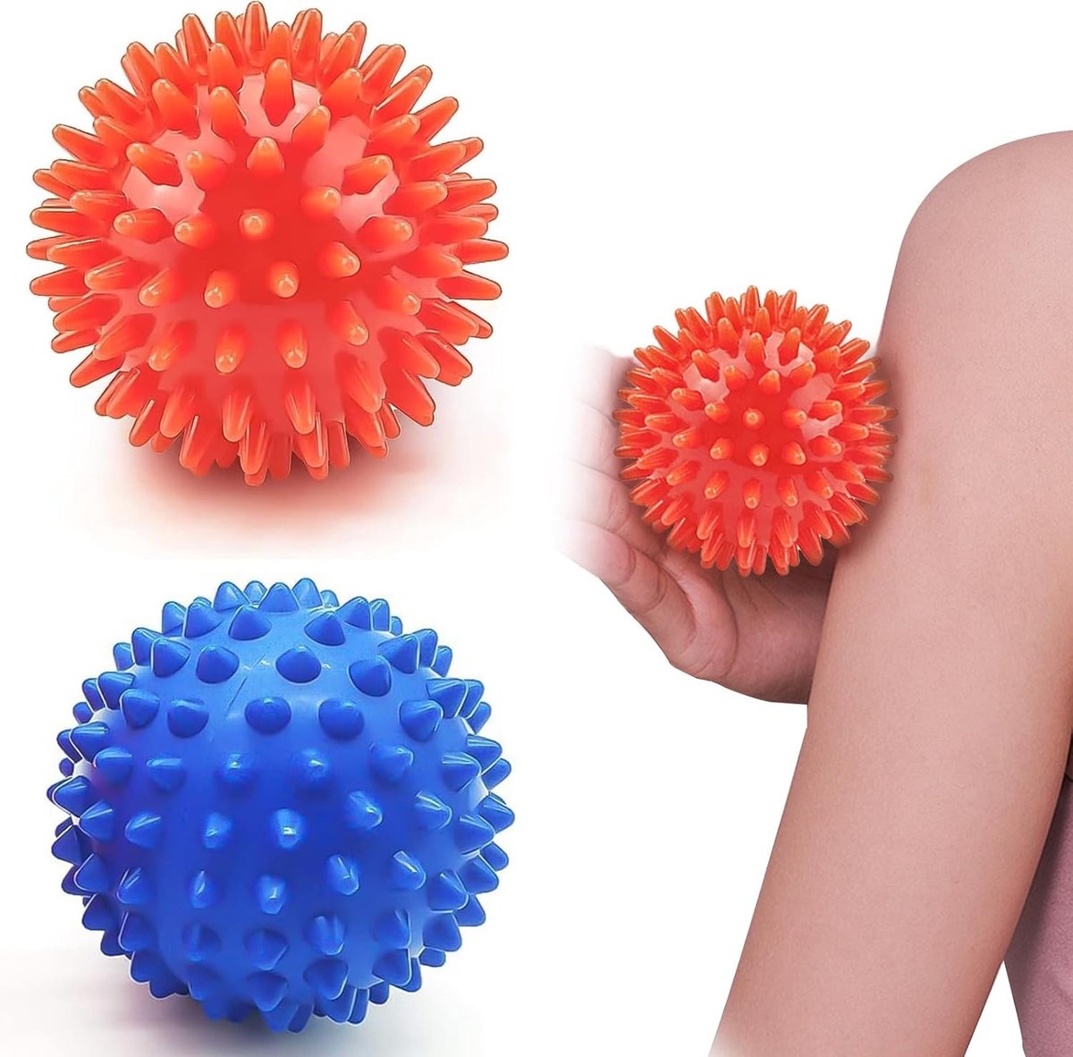 Set van 2 Stekelige Massageballen voor Myofasciale Behandeling - Ideaal voor Spierontspanning en Pijnverlichting (6.5 cm)
