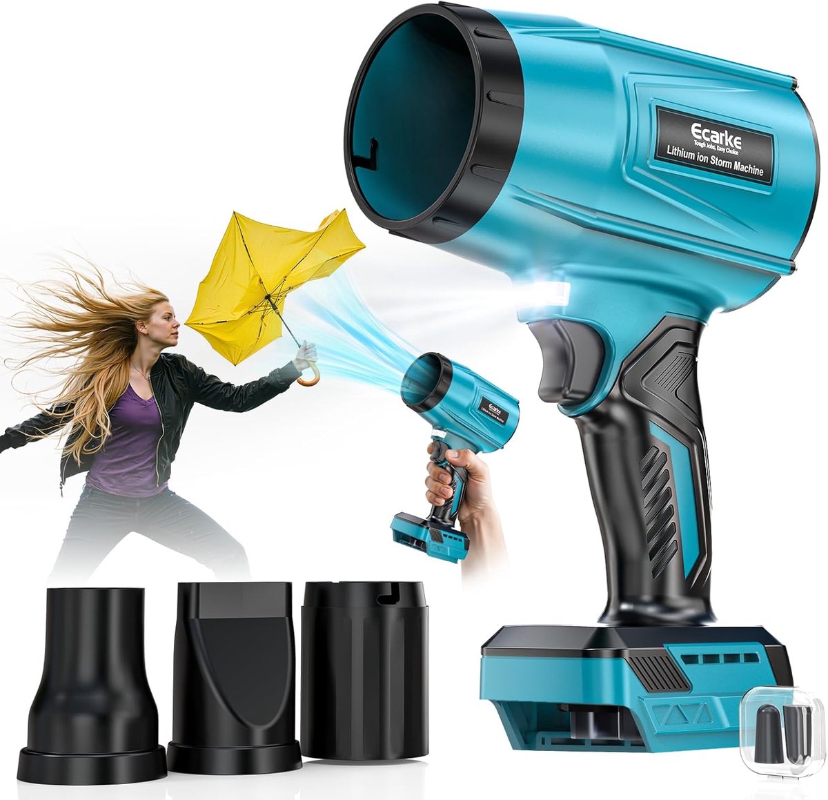Accu Bladblazer – 80.000 RPM Borstelloos – Regelbare Luchtstroom tot 60 m/s – Compatibel met 18V Accu’s