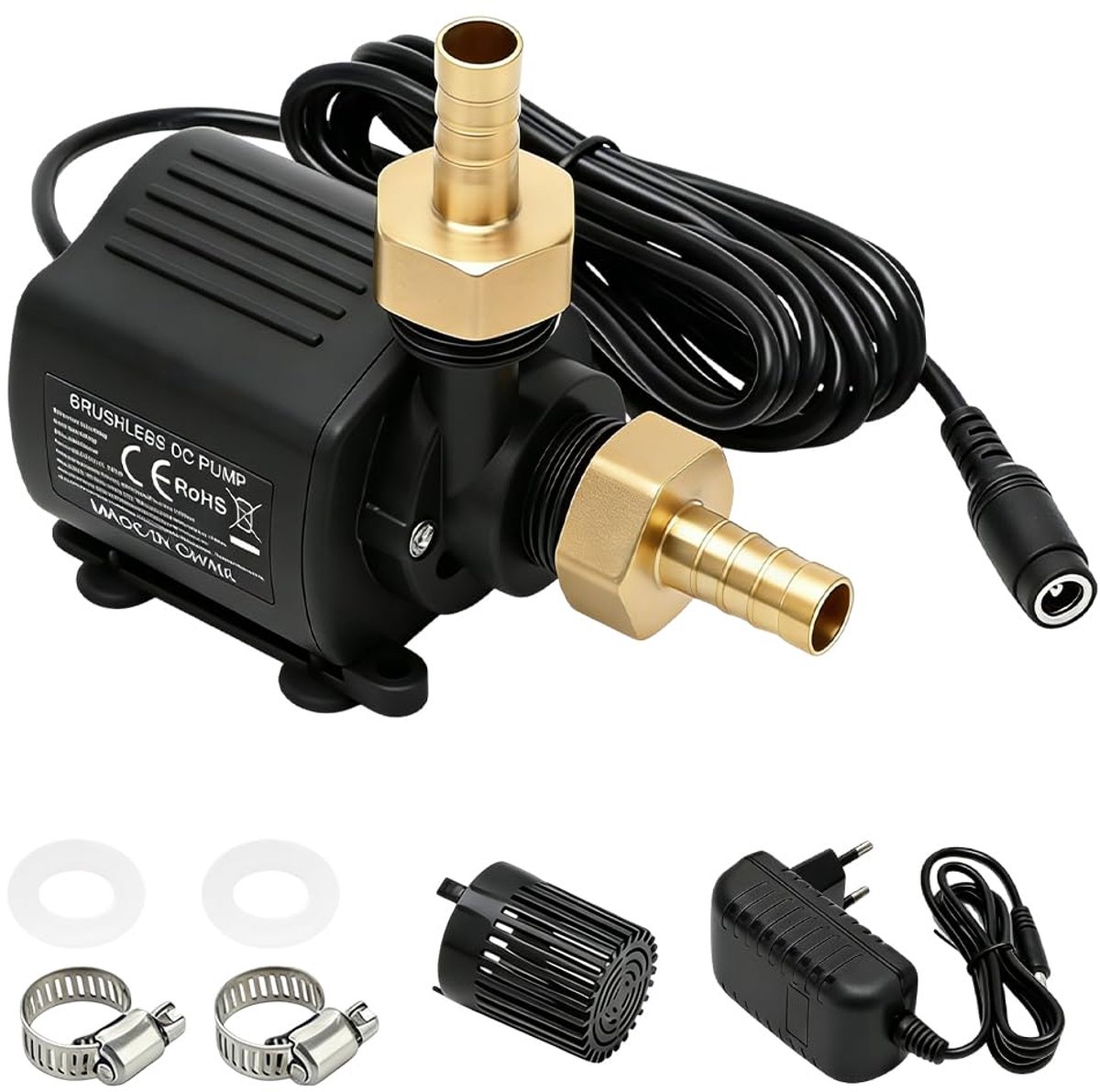 SnelShoppen - Waterpomp Klein 12V 800L/H, Mini Dompelpomp met 5-versnellingsregelaar, Vijverpomp en Fonteinpomp voor Aquaria en Tuinen