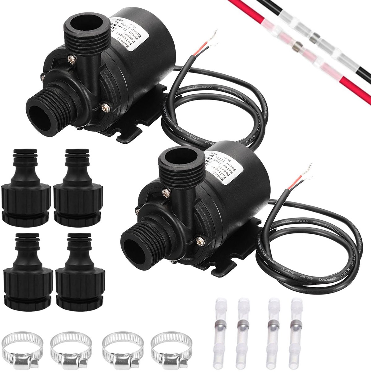 SnelShoppen - 2 Stuks DC 12V Borstelloze Onderwaterpomp, Mini Waterpomp, Waterpomp voor Vijver, Aquarium, Zonnefontein, Duurzaam en Betrouwbaar