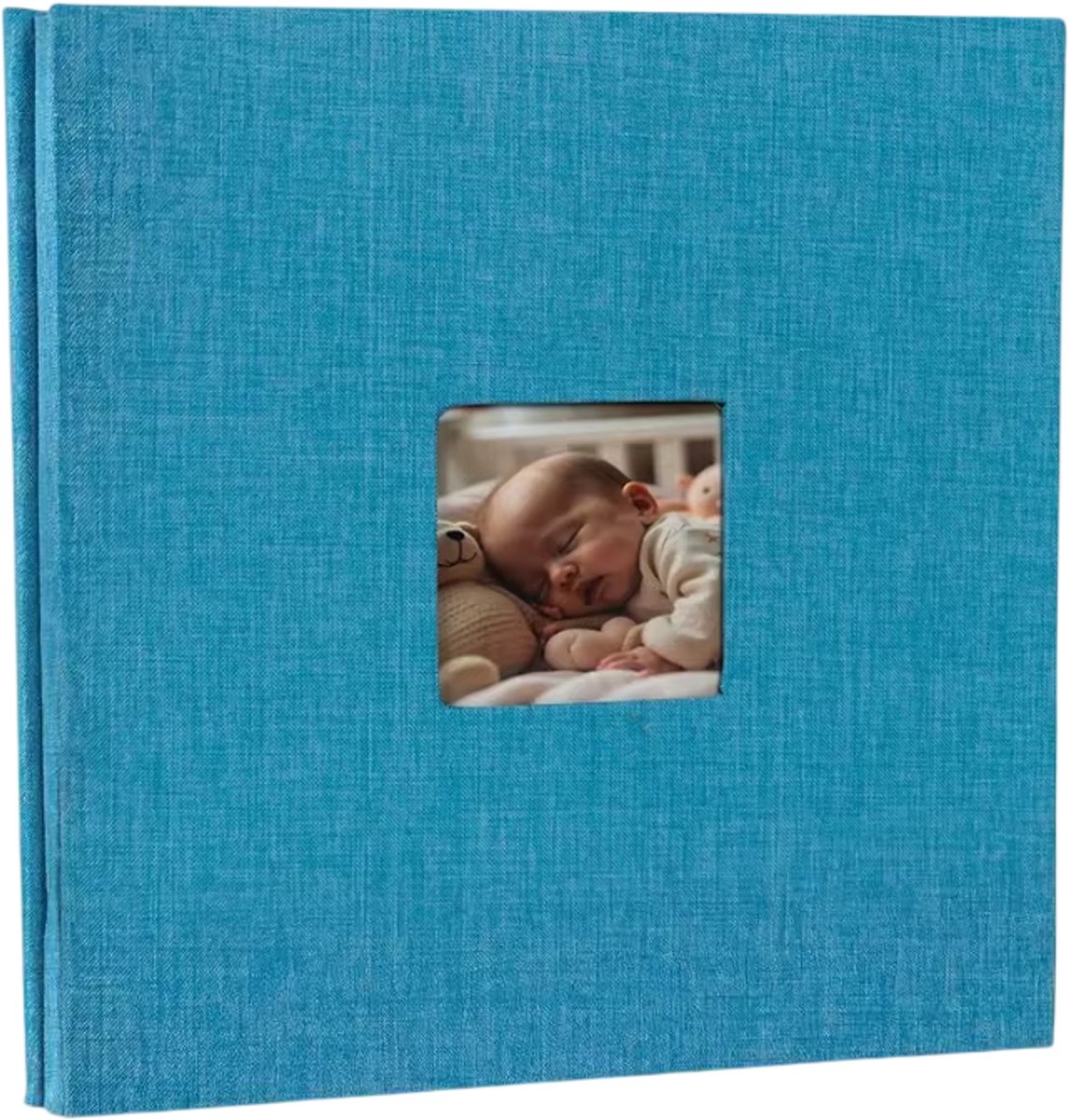 Groot Zelfklevend Fotoalbum Baby – DIY Fotoboek met Plak Pagina’s, Baby Groeiboek voor Foto Herinneringen, Familie Fotoalbum en Creatieve Scrapbooking - Blauw