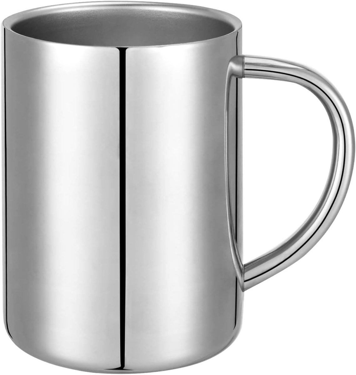 Dubbelwandige Isolerende Koffiemok van RVS - 400ml Theekop met Handvat, Ideaal voor Koud en Warm Drankjes, Perfect voor Reizen en Kamperen