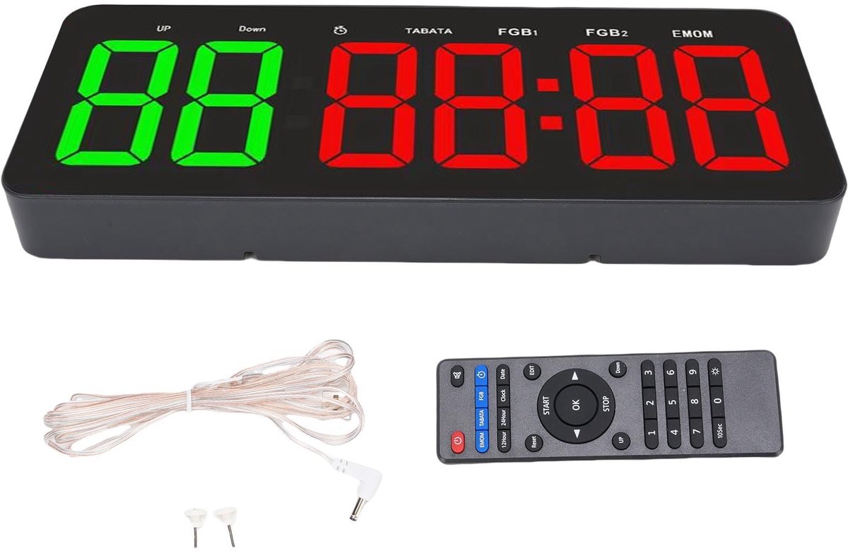 SnelShoppen - LICAEVEY Gym Timer 12,4 Inch Digitale Gym Klok met Aftellen Stopwatch, Intervaltijd Voortgangsbalk, Afstandsbediening voor Sporttraining