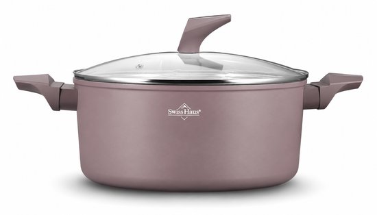 Swiss Haus® LC20T Braadpan Inductie met Deksel - Ø 20 cm / 3.0 Liter Soeppan - PFAS Vrij - Braadpannen Voor Alle Warmtebronnen - Pan Met Sapphire™ Antiaanbaklaag - Paars