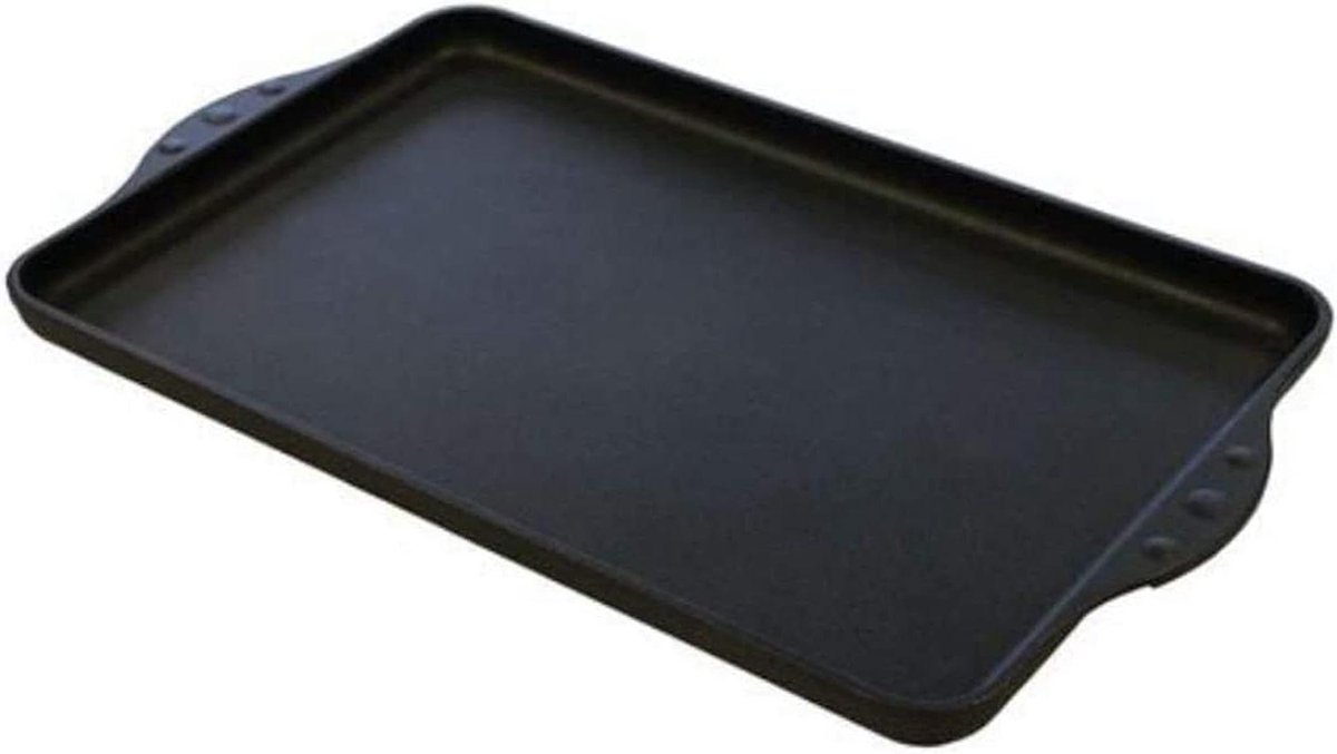 Grillplaat Plancha Bakplaat Gezond Grillen Gegoten Aluminium 43x28 cm Zwart
