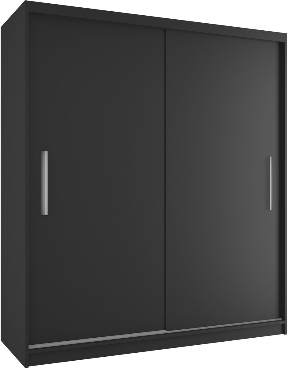 BELINI Verona SI Schuifdeurkast 158 cm Zwart Mat - Garderobekast met Lades - Comfort Line Slaapkamerkast