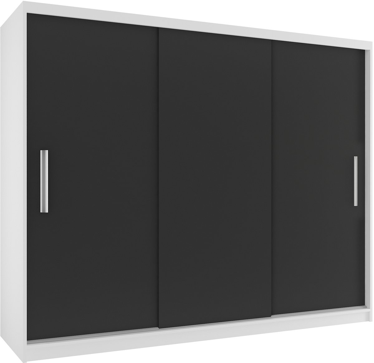 BELINI Verona SI Schuifdeurkast 232 cm Wit/Zwart Mat - Garderobekast met Kledingstangen - Comfort Line Slaapkamerkast