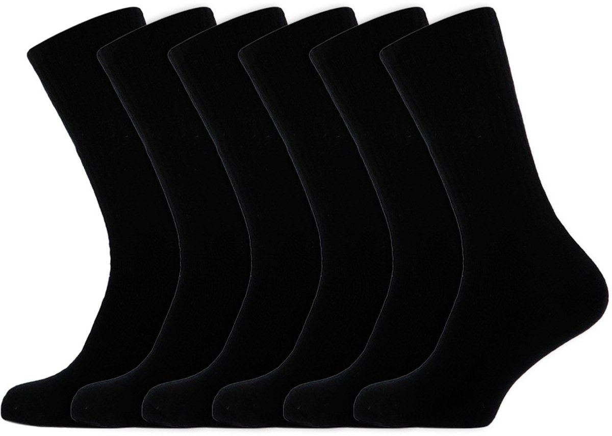 6 Paar - Basset - Merino Wool Comfort Sokken - Unisex - Wol - Zwart - Maat 43-46