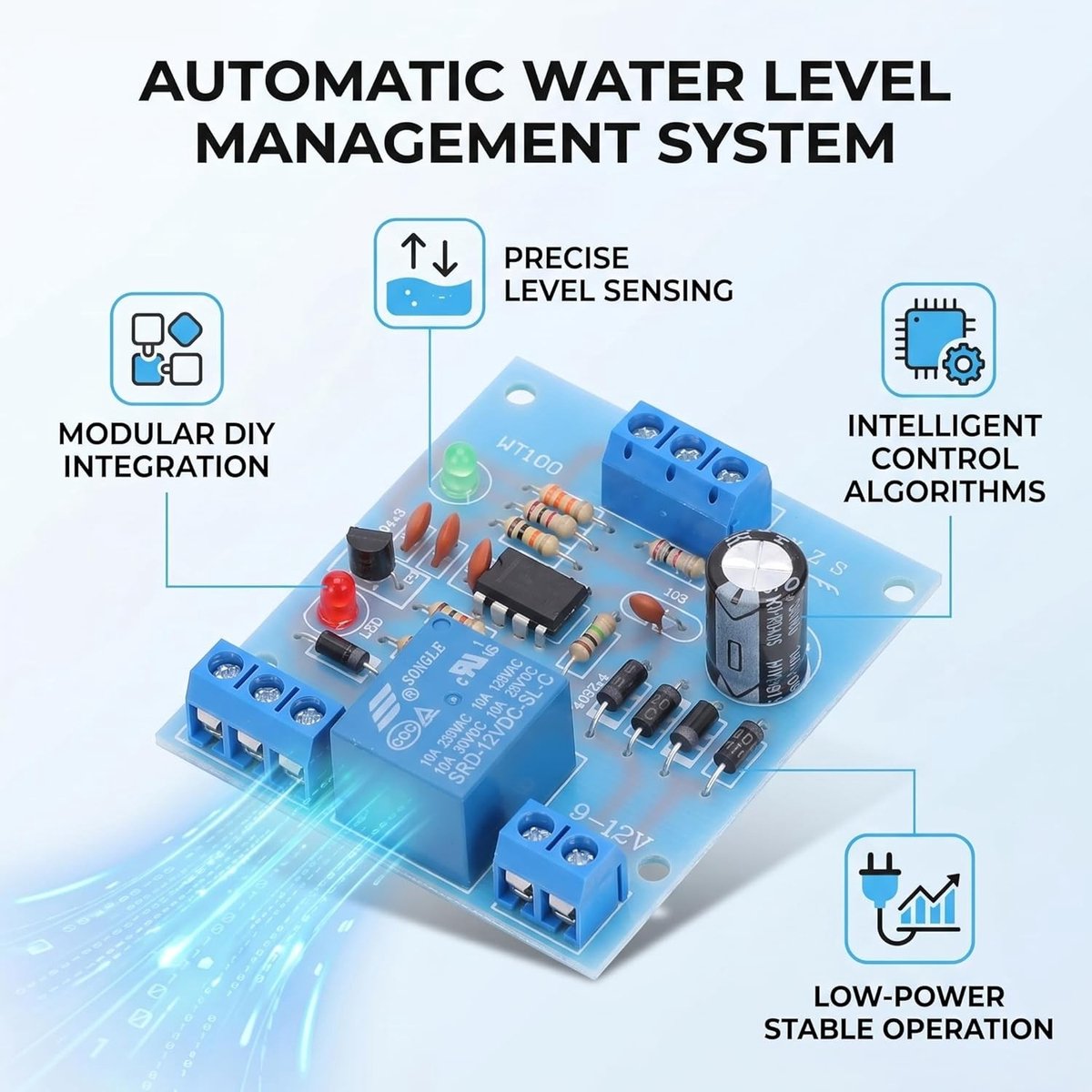 12V DC Water Level Controller Module - Automatische Vloeistofregeling, Waterpomp, Niveausensor en Circuit Board Accessoire