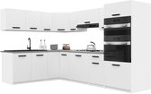 BELINI Keukenblok ITALIA 8 - Keukenmeubel Set 420 cm Wit Mat met Werkbladen - Boven- en Onderkasten