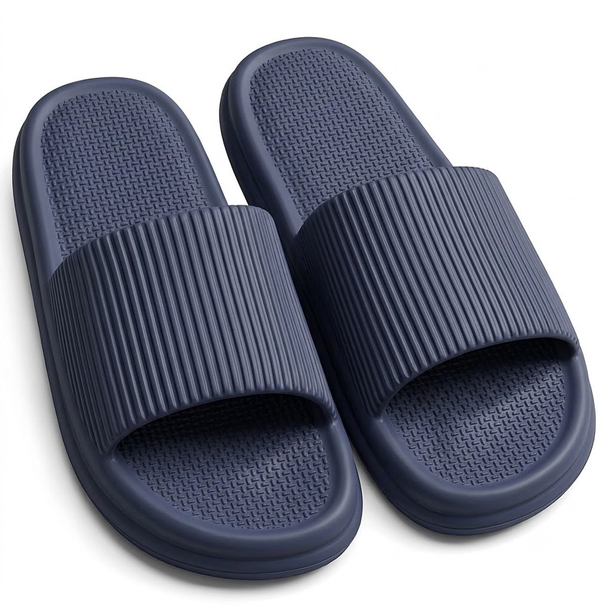 Marineblauwe badslippers unisex EVA slippers open teen antislip slippers voor dames en heren zachte zool instap slippers voor binnen buiten badkamer douche zwembad strand casual maat 42