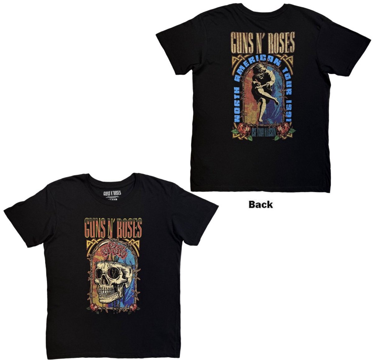 Guns N' Roses - North American Tour Skull Heren Tshirt - XL - Zwart