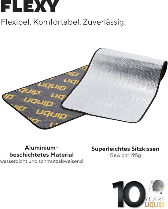Isolatiemat Schuim - Kampeermat Vochtwerend - Buiten Ontspannen - Aluminium Warmtefolie - 190 x 55 cm - Grijs Geel — afbeelding 4