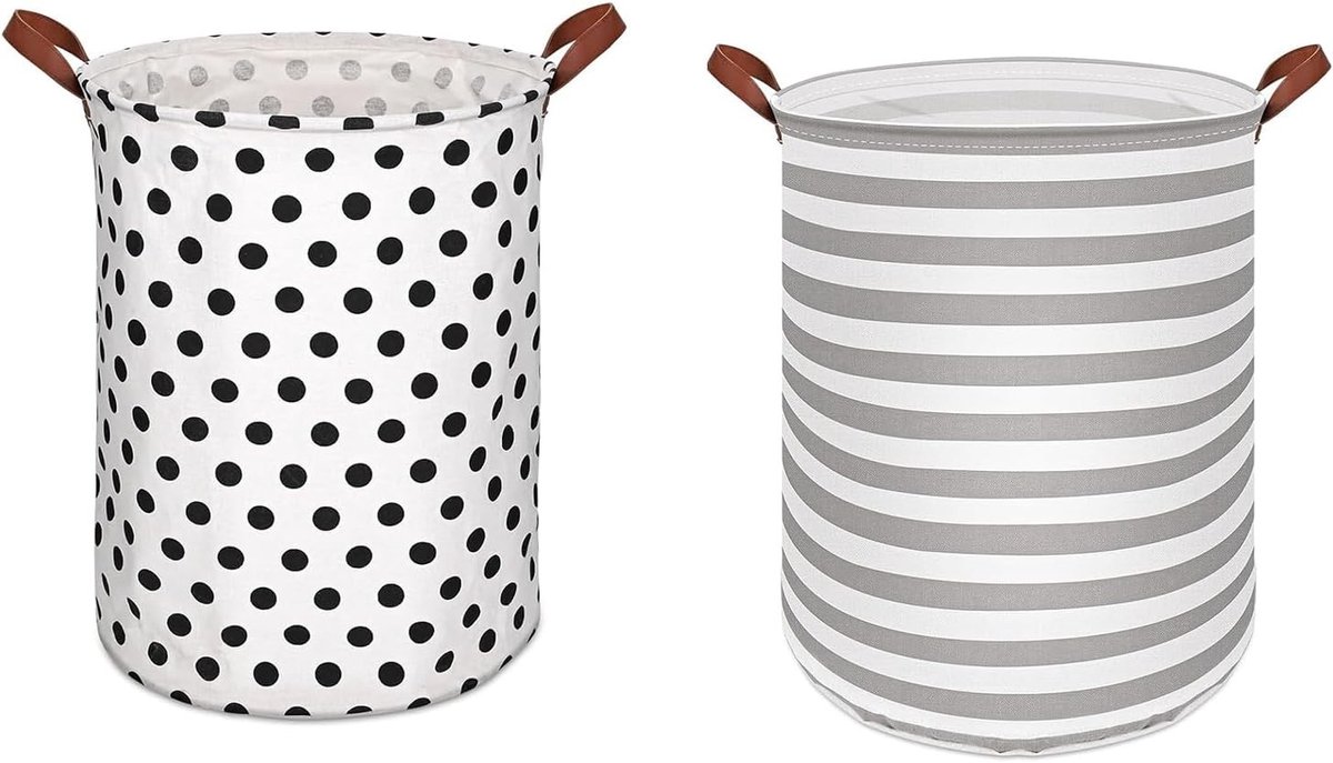 Vouwbare Wasmanden Set van 2, Grote Ronde Opbergmanden met Handvatten voor Kleding, Speelgoed en Dekens (65 Liter)