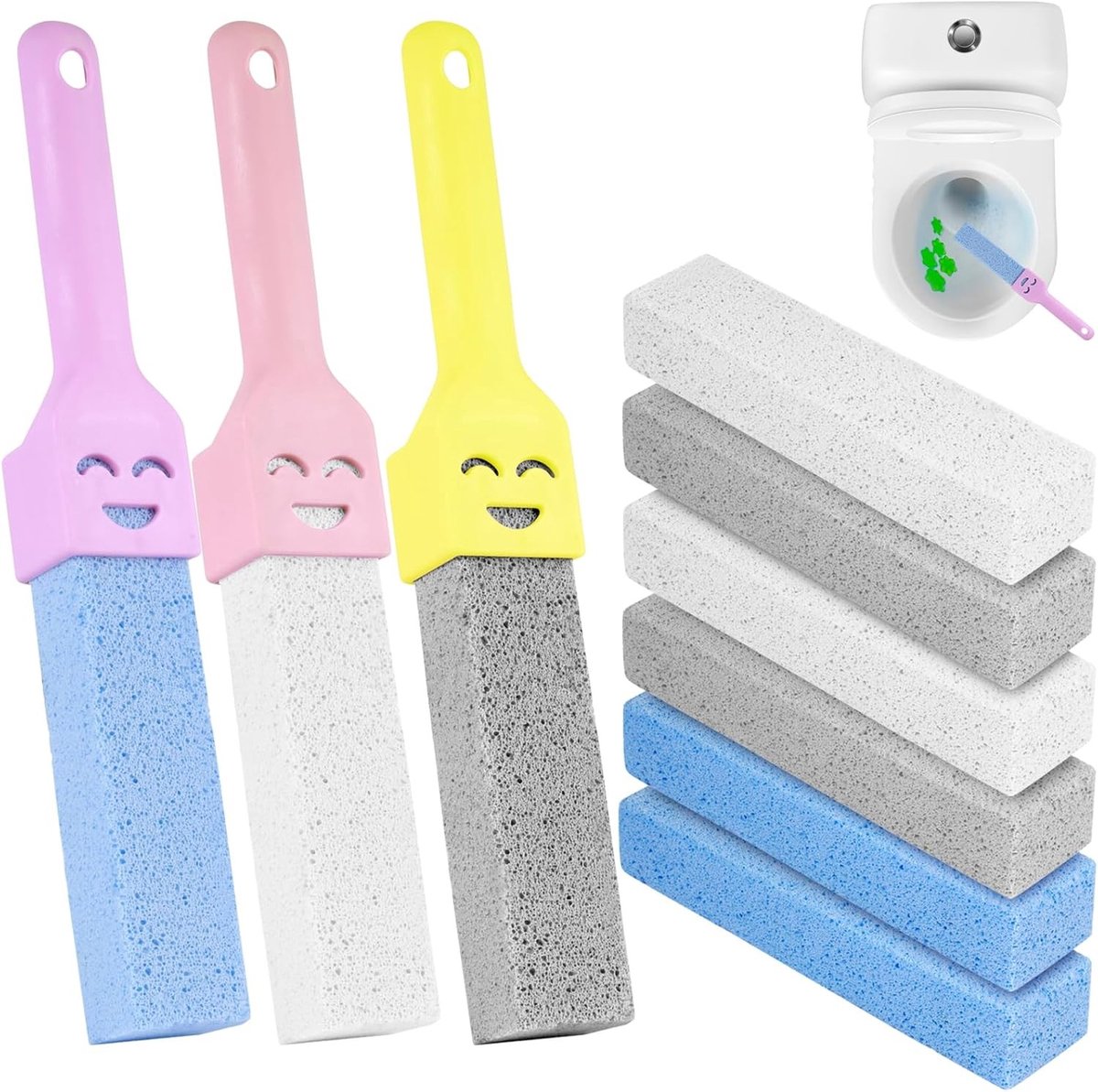 Toilet Reiniger Set van 6 Stuks, Pumice Steen met Handvatten voor Effectieve Verwijdering van Urinevlekken, Kalkaanslag en Hardnekkige Vuiligheid in Badkamer en Keuken