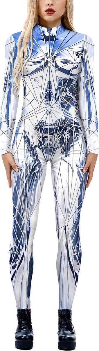 Halloween Kostuum Dames Skelet Cosplay Catsuit Overalls voor Carnaval - Maat S M L XL