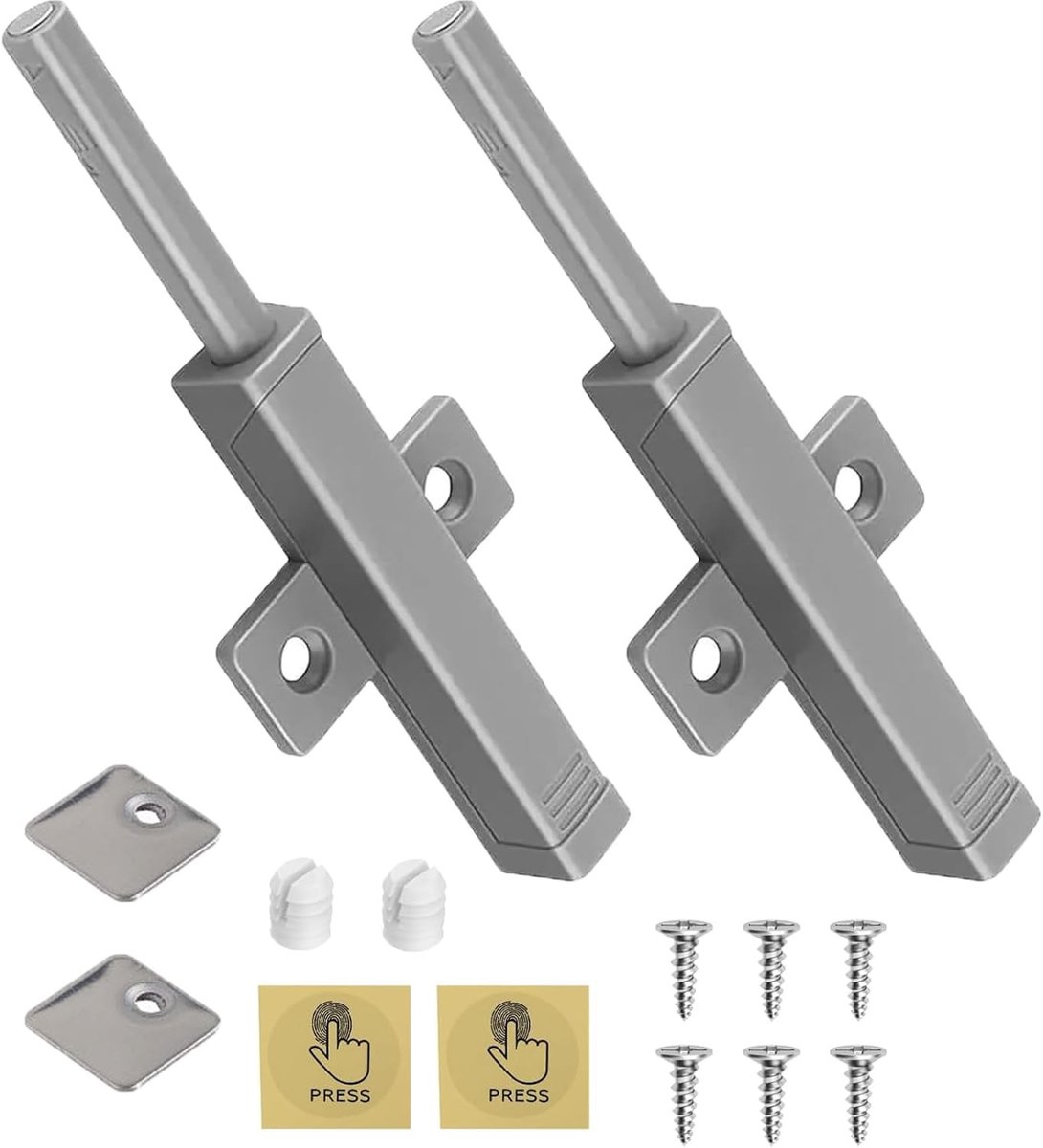 Push to Open Deuropener met Magnetische Sluiting en Bevestigingsmaterialen voor Kasten, 48 N, Veermechanisme
