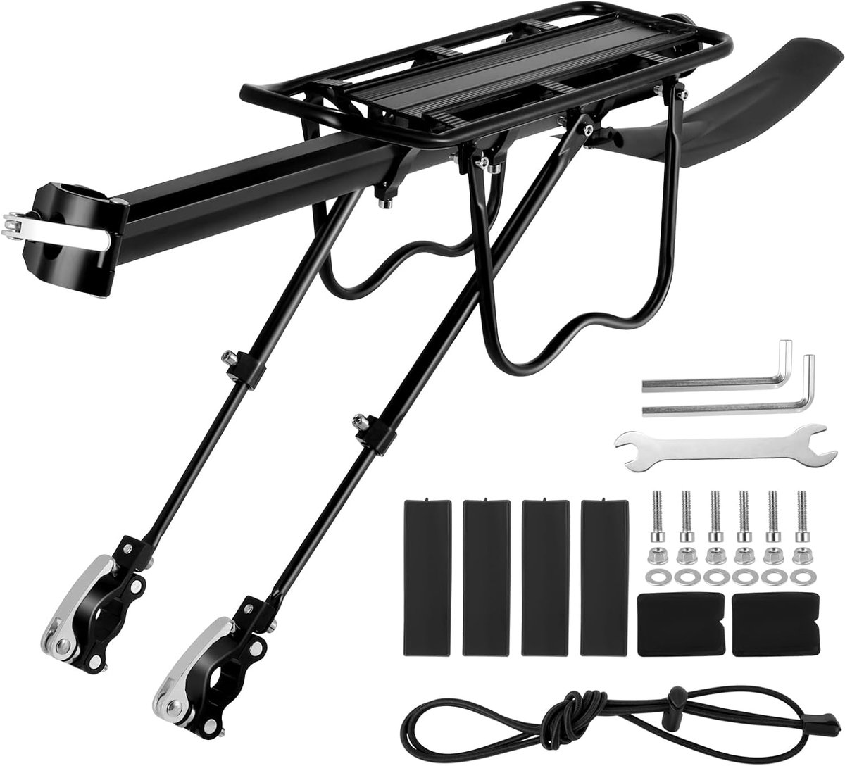 SnelShoppen - Universel Verstelbare Bagagedrager voor Mountainbike, Aluminiumlegering, Met Spatborden en Reflector, Snelsluiting, Voor 24-29 Inch MTB'