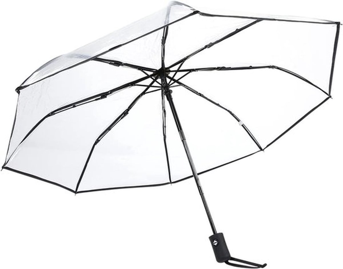 Vouwbare en Draagbare Transparante Paraplu voor Dames - Mode Paraplu en Huishoudaccessoires (Zwart & Roze)