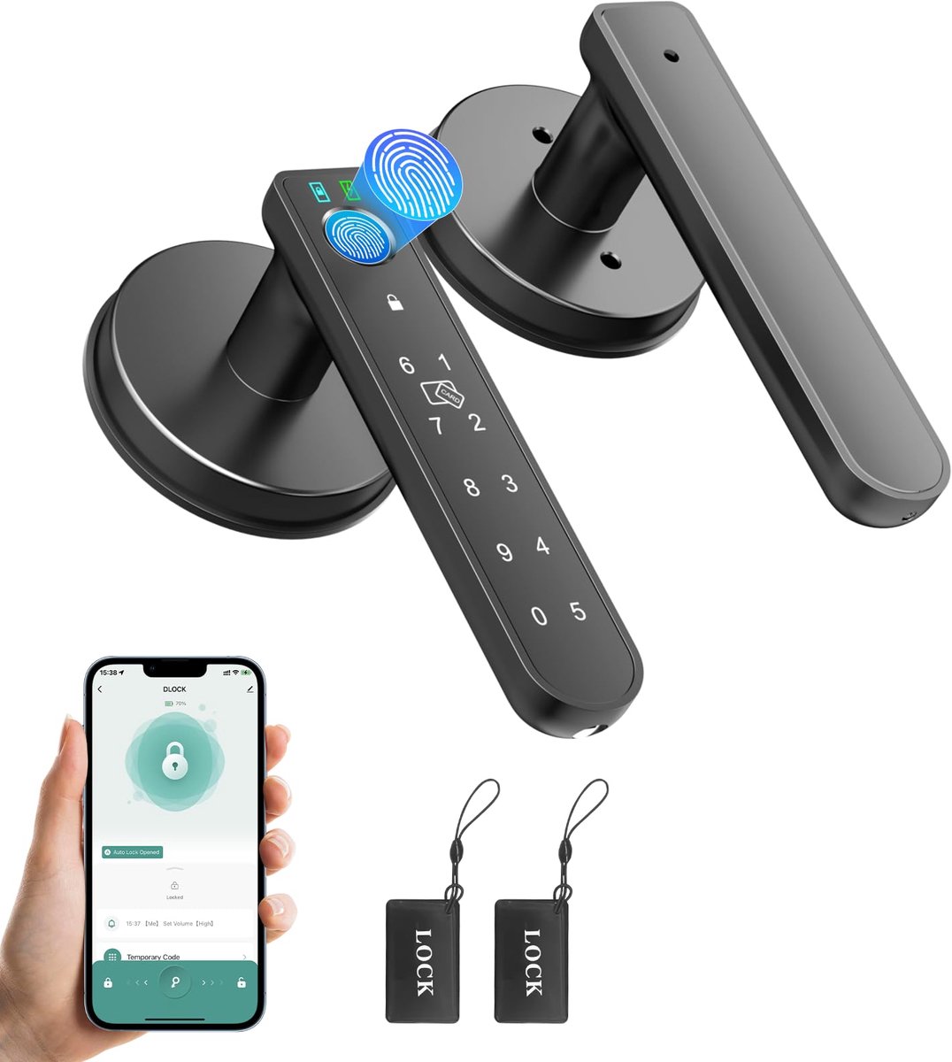 SnelShoppen - Slim Vingerafdruk Deurslot Sleutelloos Toegangsdeurslot met App-Bediening, Codes en Sleutels - Toetsenbord Deurslot voor Slaapkamers en