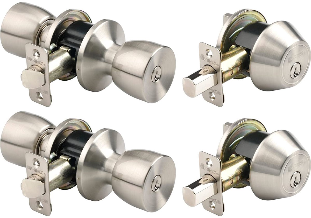 SnelShoppen - Deurknop en Deadbolt Set 2-pack - Alike Stijl Gesleuteld - Satijn Nikkel - Veiligheid & Design voor Huis & Tuin