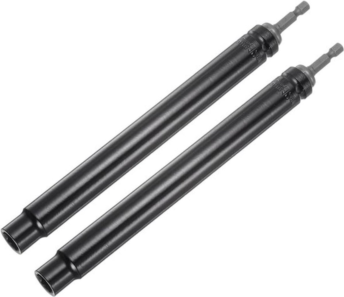 Extra lange holle steeksleutel, 12mm maat, 200mm lengte, 1/4 inch hex shank, 6-punts snelwissel diepe moerdriver - Ideaal voor lange schroeven, bouten en zware klussen, 2 stuks