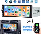 ESSGOO autoradio met Android 15, 4G+64G, 6,86 inch touchscreen, toont apps, GPS en smartphone connectiviteit (CarPlay, Android Auto).