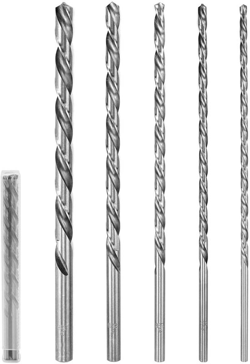 5-delige HSS Boor Set met Twist Boor Bits van 4 mm tot 10 mm - 200 mm Lengte voor Precisie en Duurzaamheid