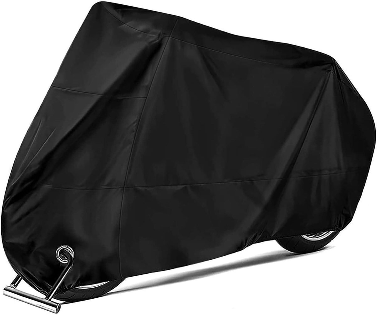 SnelShoppen - XXL Motorhoes voor Motorfietsen, Scooter, Afdekzeil, Waterdicht 190T Oxford Stof, Zwart, 245 x 105 x 125 cm, Beschermhoes voor Motorgara
