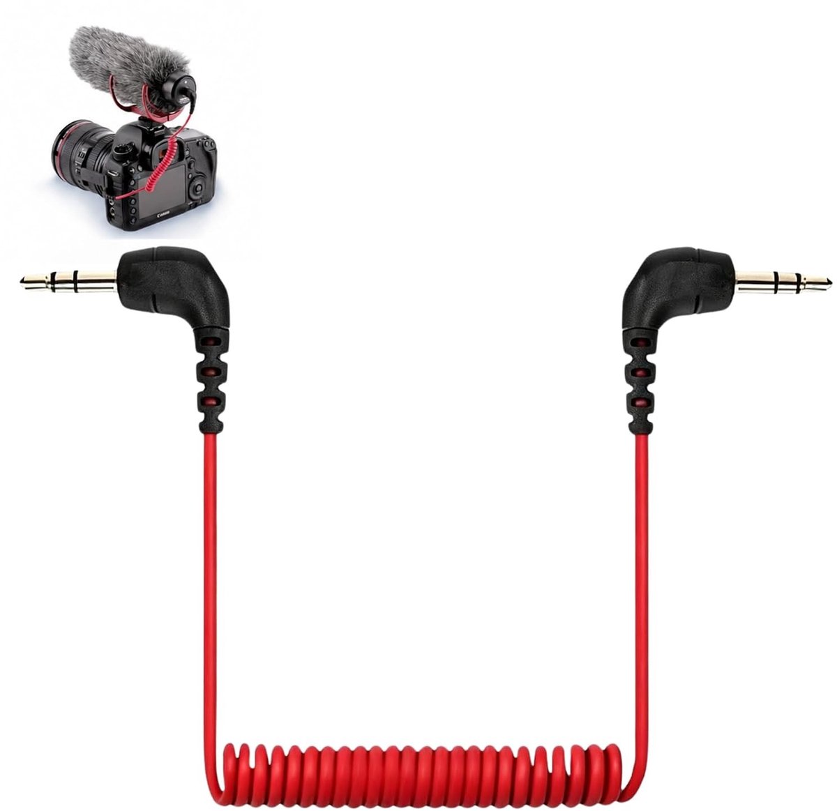 3,5 Mm TRS Microfoonkabel met 90 Graden Schuin Ontwerp, Verstelbare Adapterkabel voor Telefoon, Tablet en SLR Camera, Ideaal voor Opnames en Geluidsopnames van 20 Tot 50 Cm