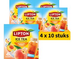 Lipton Ice Tea Black Tea Peach - 40 Piramide Theezakjes - Zwarte Thee Perzik - 4 x 10 Zakjes - Voordeelverpakking
