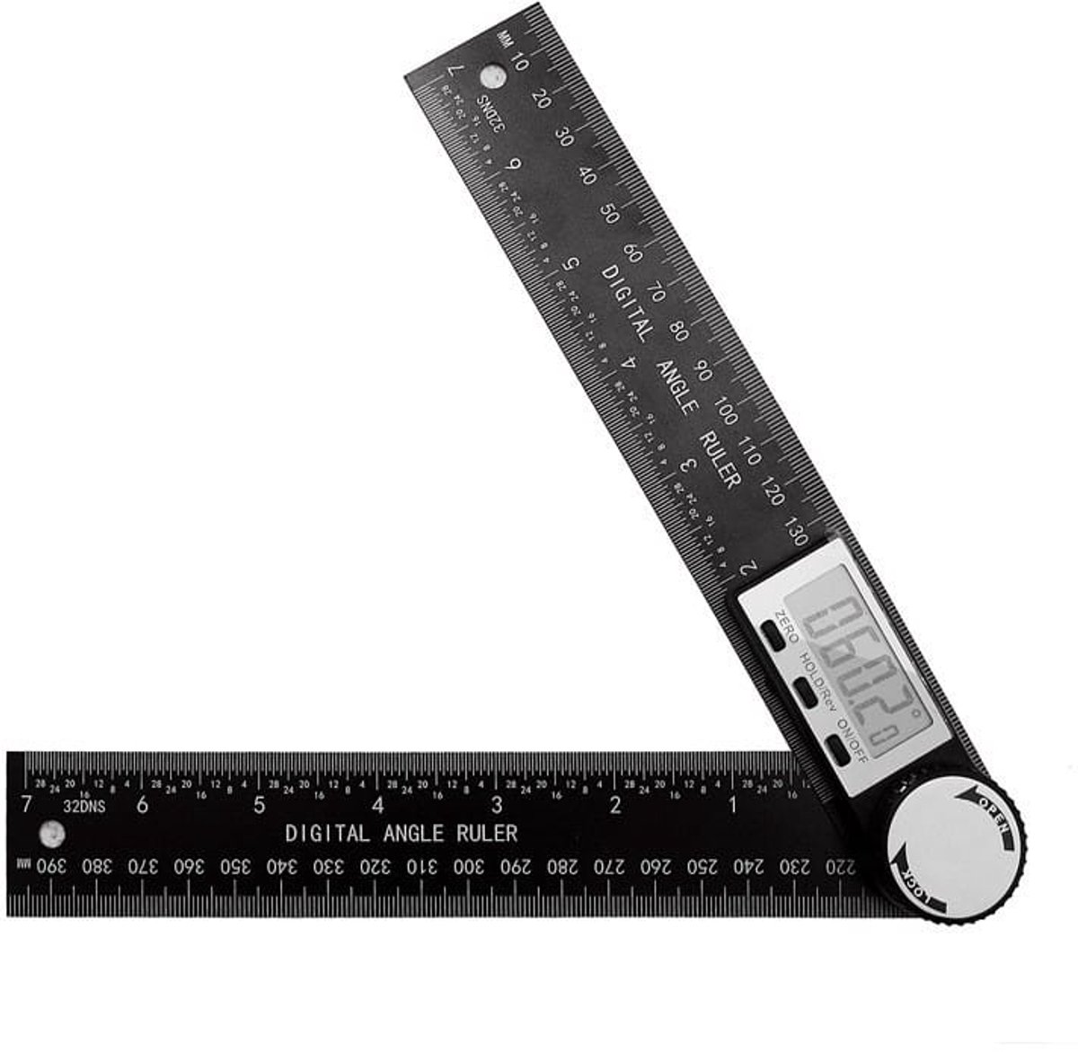 Digitale Hoekmeter - Zwaaihaak - Angle Finder - Digitaal metrische - 200 mm - 360º - voor timmerwerk, huiswerk, bouw - Zwart - LOUZIR