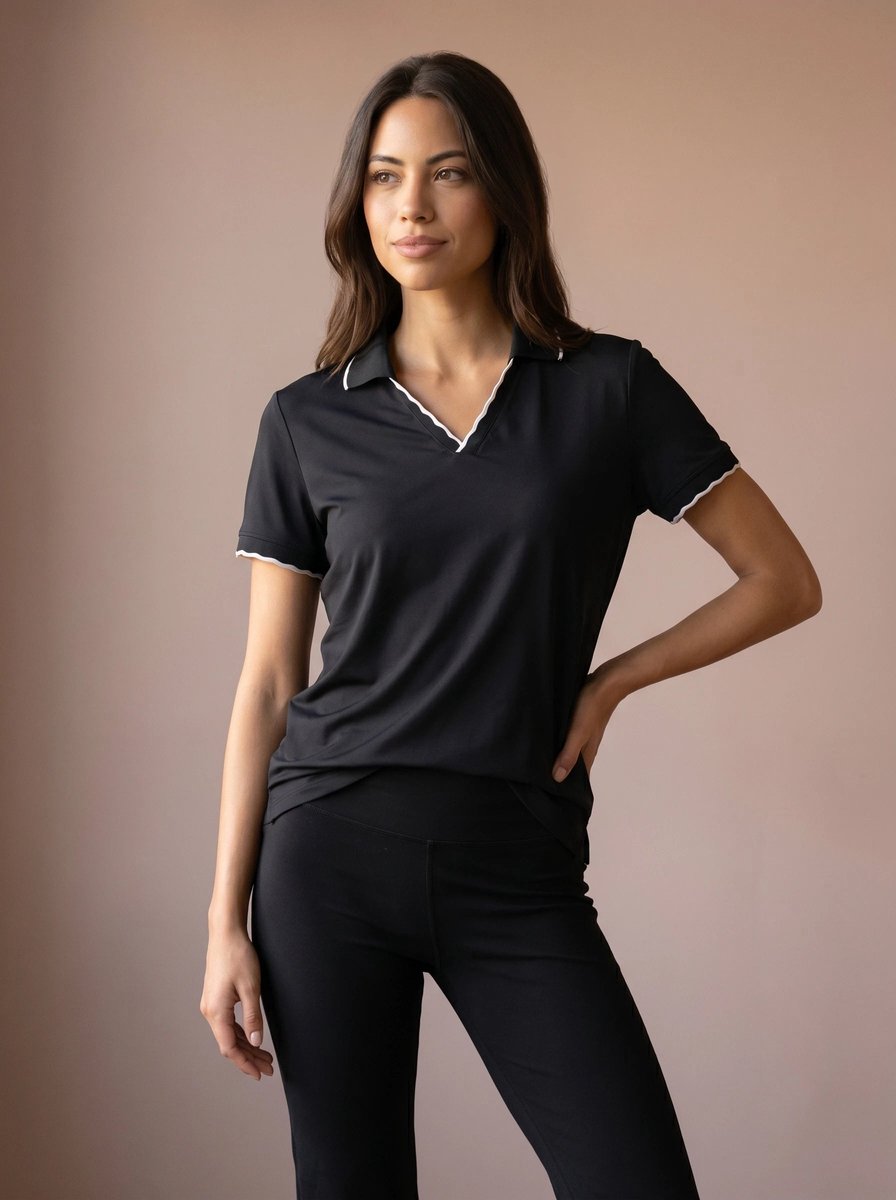 Sjeng Sports WAVE - Maat: L Dark Blue - Tennis Polo's Vrouwen - Poloshirt - 87% polyester, 13% elastaan, single jersey