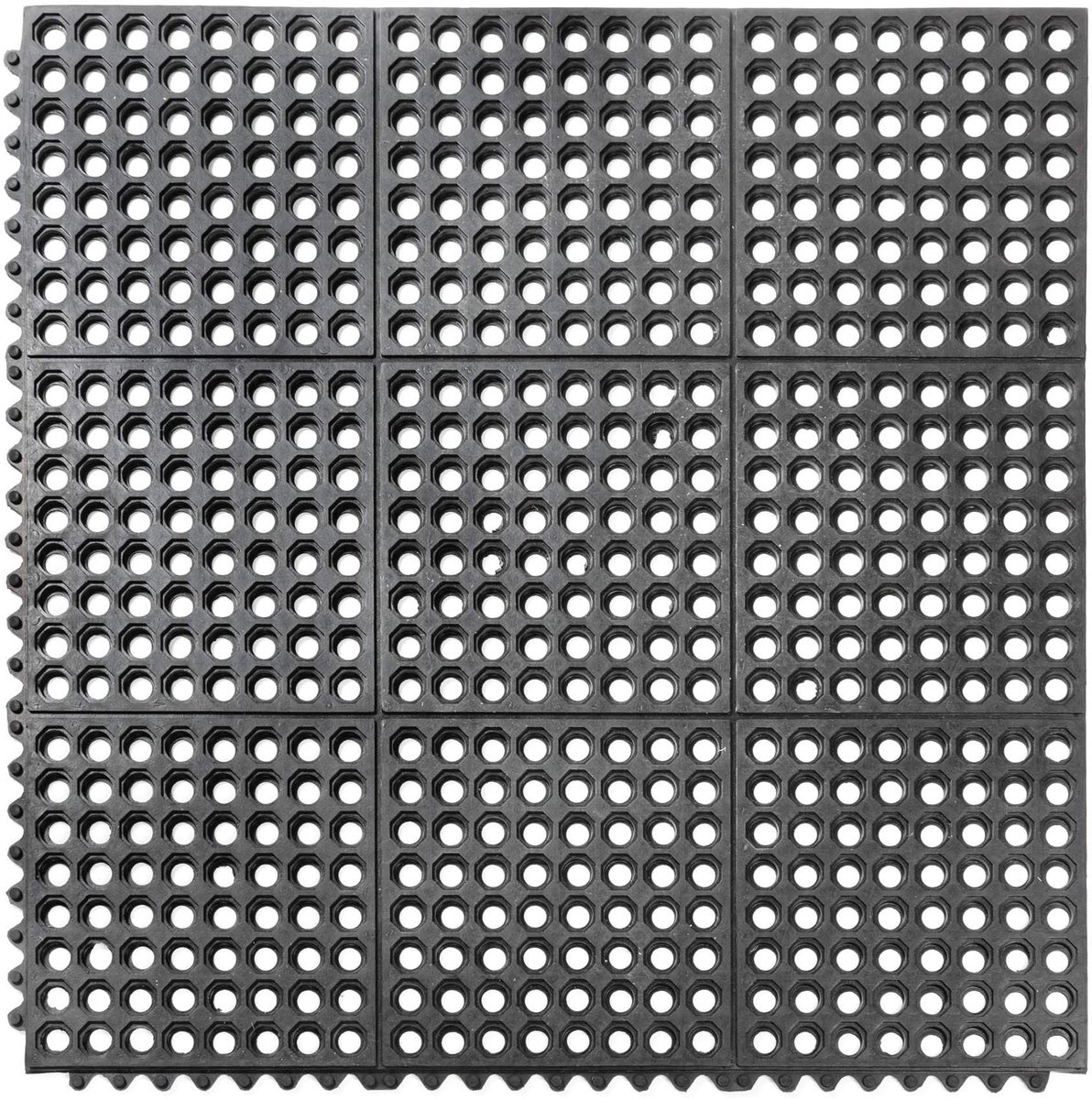 ANRO Rubberen Ringmat Zwart 90x90cm – Honingraatmat Deurmat Antislip Rubbermat Buiten Schoonloopmat
