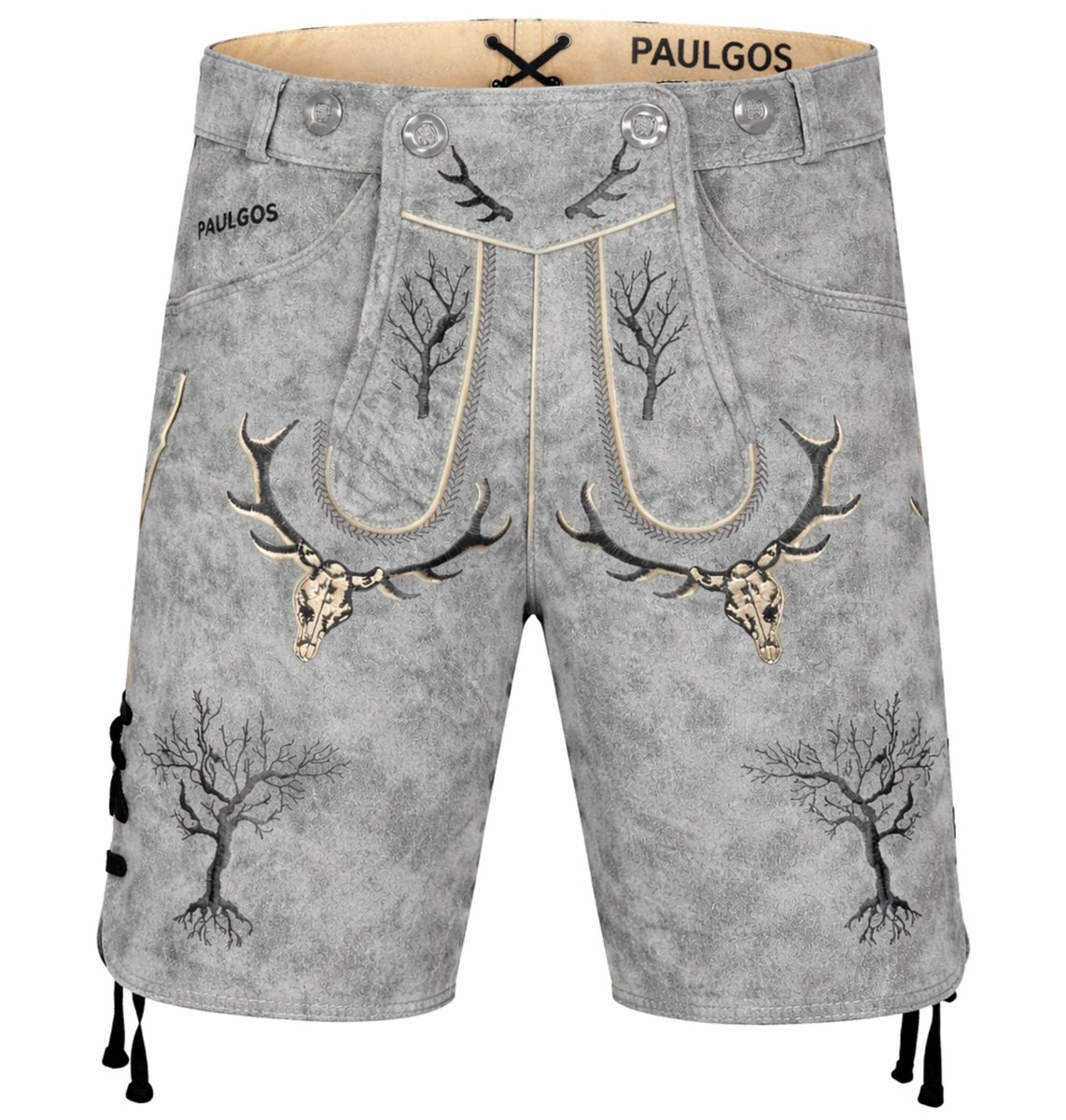 PAULGOS heren-traditionele lederen broek, kort - HK6 ANTIK - echt leer - verkrijgbaar in 2 kleuren - maat 44 - 60