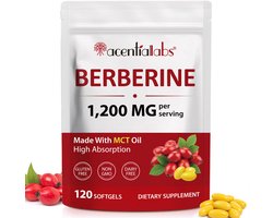 Acentiallabs Berberine HCl 1200 mg met MCT-olie - 120 softgels - 30 dagdoseringen