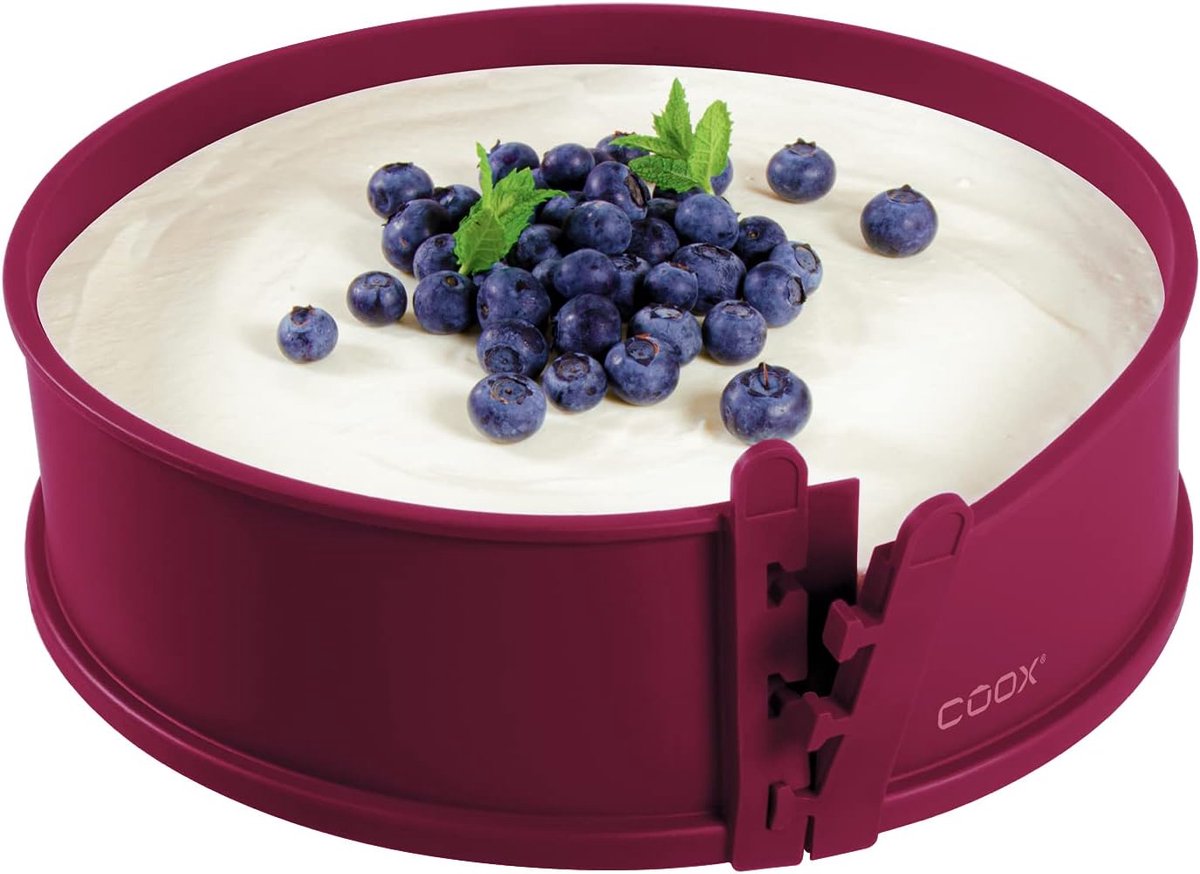 SnelShoppen - Donkerrode Springvorm met Porseleinen Bodem, Diameter 26 cm, Bakvorm voor Taarten, Quiches en Meer, Serveren en Snijden Direct op Porsel