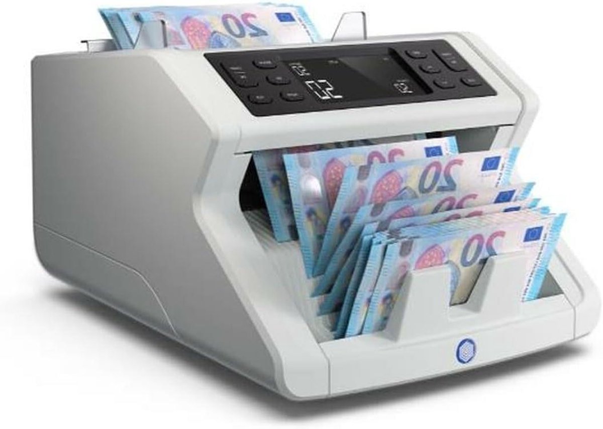Geldtelmachine - Bankbiljettenteller - Contant Geld Tellen - Dubbele Echtheidscontrole - 13x12x9 cm - Wit