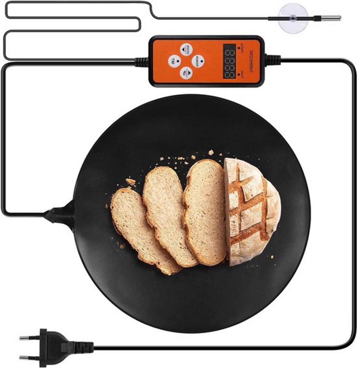 Verwarmde Giermat Rond Ø30,5cm - Digitale Thermostaat Timer Zuurdesem Brood Teig - Inklapb