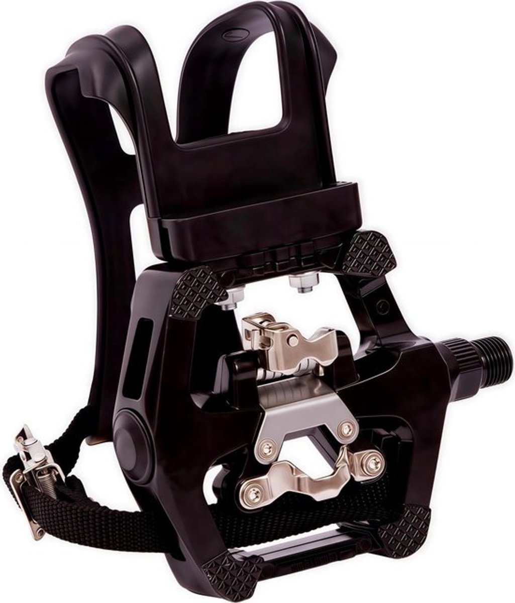 Professionele SPD spinning pedalen met riem en teenclips, 2-in-1 ontwerp voor Peloton en Schwinn, 9/16 inch as met afdichtingen voor optimale grip en prestaties